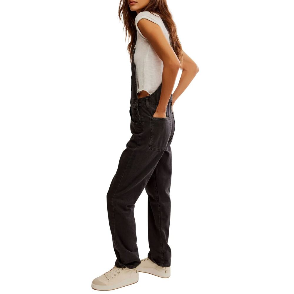 Free People We the Free Ziggy Black Denim Overalls XS 100% Cotton Classic - Picture 14 of 16